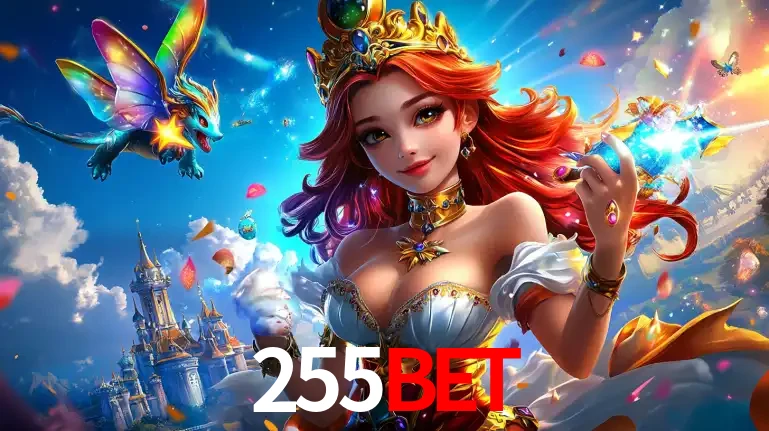 A princesa de um reino de fantasia mágico, com seu pequeno dragão, apresentando um mundo de prêmios encantados nos jogos de caça-níqueis do cassino 255BET.